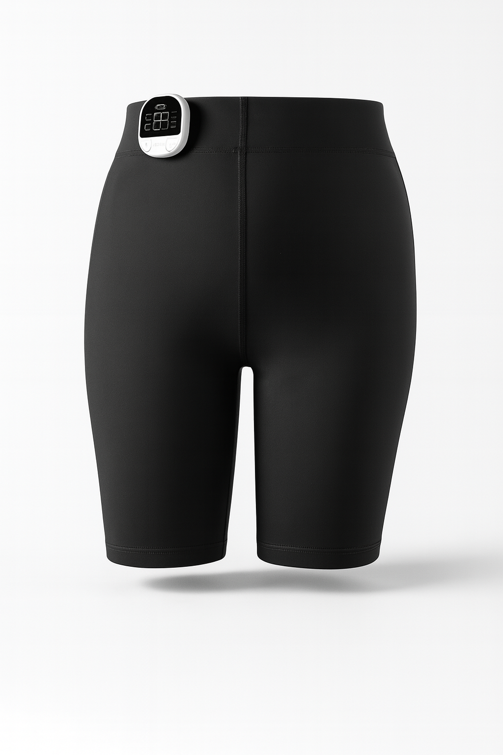 Front view of black Lumo EMS toning pants with slimming fit